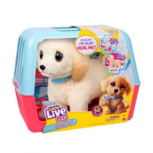 Little Live Pets Ouchies – Cooper The Retriever Puppy, Soigne Ton Animal comme Un vétérinaire, Pose Un plâtre, Chiot Qui Marche et Caisse de Transport, Joue à l'infini, Plus de 50 Sons et réactions