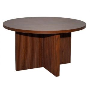 Oviala Table basse ronde 80 cm scandinave effet bois foncé