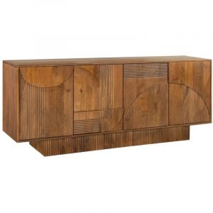 Buffet 170 cm 4 portes bois sculpt&eacute; fum&eacute; &ndash; Collection ORINO