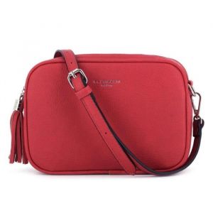 Flora Co Paris - Sac Caméra Bandoulière Femme Double Zip Frange - Rouge Foncé