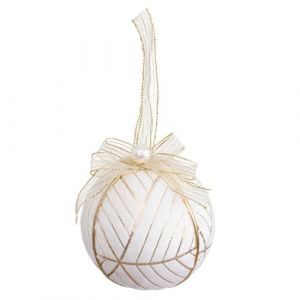 D&eacute;coration de f&ecirc;te - BigBuy Christmas - Lot de 6 Boules de No&euml;l en polyfoam Blanc - 6 cm - No&euml;l