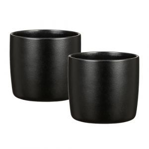 Scheurich Solido, set de 2 pots &agrave; fleurs en c&eacute;ramique, coloris: Ebano, diam&egrave;tre 15 cm, hauteur 13,7 cm, 1,9 l vol.