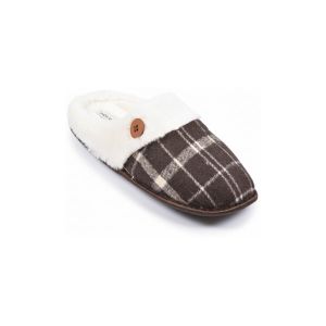 Ozabi Chaussons Mules homme Jacquard &eacute;cossais MU9732 MARRON