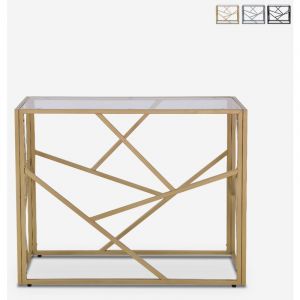 Ahd Amazing Home Design - Console d'entr&eacute;e design moderne 100x40x78cm plateau en verre Kevin - Or