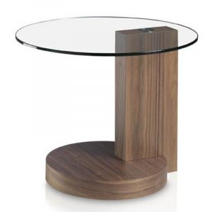 Table d'ap placage noyer et plateau en verre trempé