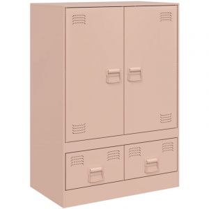 VidaXL Buffet haut rose 67x39x95 cm acier, armoire, armoire de rangement, buffet haut, armoire latérale, armoire haute, armoire console