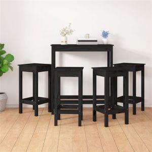 VidaXL Ensemble de Bar 5 pcs Ensemble de Meubles de Bistro Meubles de Salle à Manger Cuisine Mobilier de Pub Intérieur Noir Bois de Pin Massif