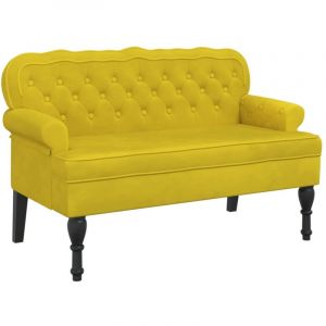 VidaXL Banc avec dossier jaune 119,5x64,5x75 cm velours
