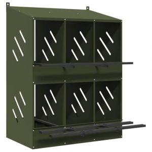 VidaXL Nichoir à poules avec 6 compartiments vert olive métal