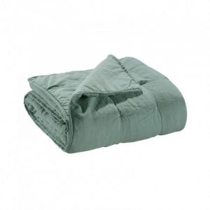 Vivaraise Chemin de lit "STONEWASHED ZEFF" Vert de gris 90x240 cm