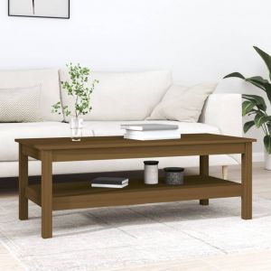 Image de VidaXL Table basse Marron miel 110x50x40 cm Bois massif de pin