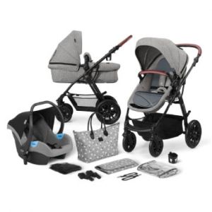 Kinderkraft Poussette combinée Trio XMOOV, jusqu'à 22 kg, Couffin, nacelle et siège-auto, Gris