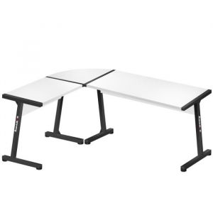 Hero 6 0 Bureau d'angle ergonomique en carbone Montage à droite et à gauche possible côtés 112 x 147 cm (blanc) (HZ-Hero 6.0 White) - Huzaro