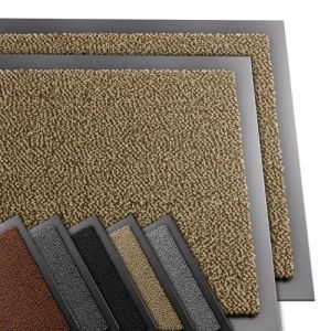 Vounot Lot de 2 Tapis de Porte Paillasson d'Entree Interieur et Extérieur Tapis Antidérapant et Anti-Poussière Tapis d’entrée Imperméable Lavable 60x90cm Beige