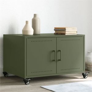 VidaXL Table basse vert olive 68x50x43,5 cm acier laminé à froid, bout de canapé, table centrale, table à thé, table de salon, table d'accent