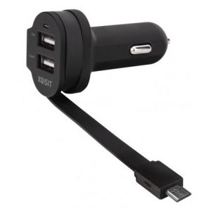 Xqisit 20425 - Adaptateur allume-cigare double USB et MicroUSB
