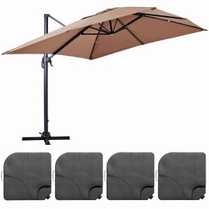 Oviala Parasol déporté et 4 dalles à remplir aluminium taupe - Taupe