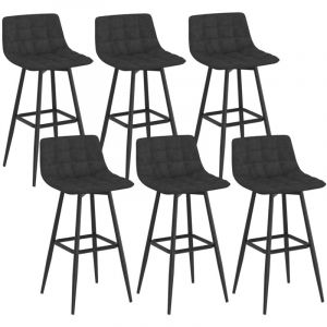 Idmarket Lot de 6 tabourets de bar MADY en velours noir
