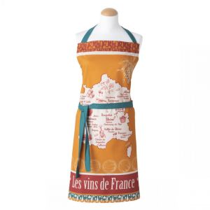 Coucke Tablier Imprimé En Coton, Vins De France 45 x 45 cm