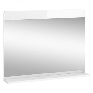 Miroir mural Izan, Blanc Haute brillance, 80.1 x 62 cm avec étagère Vicco