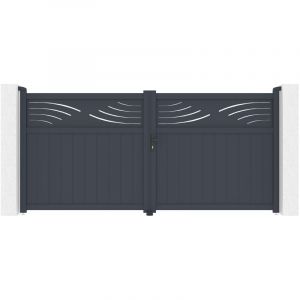 Casanoov - Portail battant 3,4m halti 340 x 160cm aluminium gris