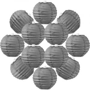 SkyLantern 12x Lanterne Papier 10 cm Grises - Suspension Boule Papier 10 cm (12'') type Lanterne Japonaise pour Decoration Mariage - 12 pièces - Le