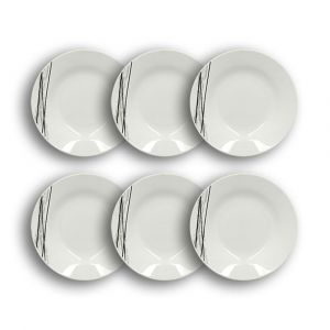 Novastyl Lot de 6 assiettes creuses porcelaine blanche à rayures noires 20cm