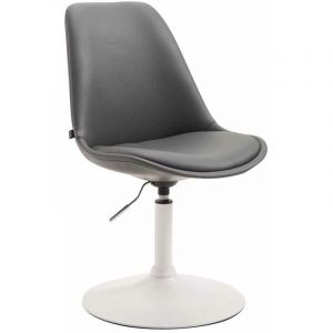 CLP Chaise de salle à manger Maverick similicuir gris Métal blanc mat