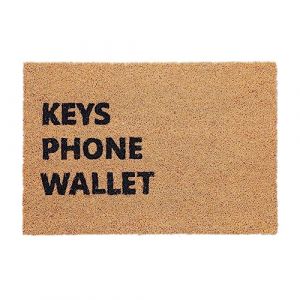 Relaxdays Paillasson en Fibres de Coco, avec Inscription, 60x40 cm, antidérapant, intérieur et extérieur, Nature - Noir