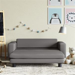 VidaXL Canap&eacute; avec repose-pied pour enfants gis 100x50x30cm similicuir, mini canap&eacute;, mini canap&eacute;-chaise, mini canap&eacute; pour enfants