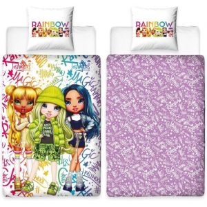Rainbow high Parure de lit - Housse de couette 140x200 cm - Taie d’oreiller 63x63 cm - Microfibre - Oeko Tex