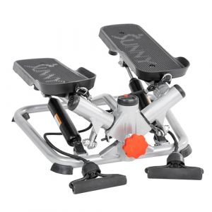 Sunny Health & Fitness : Machine Stepper avanc&eacute;e avec torsion et bandes de r&eacute;sistance, Mini Stepper portable, &Eacute;quipement d'exercice a&eacute;robique int&eacute;rieur pour entra&icirc;nement complet du corps-SF-S0979,Gris
