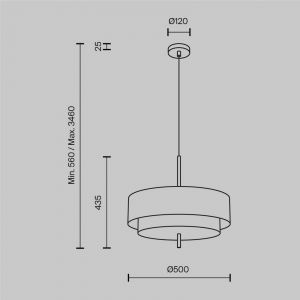 Maytoni Bergamo Plafonnier suspendu cylindrique moderne noir 5 ampoules E27 abat-jour gris