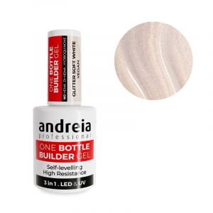 Andreia Professional One Bottle Builder Gel 3 In 1 - Low Viscosity Builder Gel Glitter Soft White, 14ml