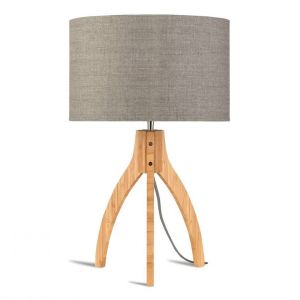 Good & Mojo Lampe à poser ANNAPURNA-Lampe tripode Bambou & Lin Naturel H54cm Gris