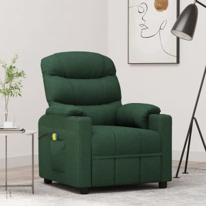 VidaXL Fauteuil de massage inclinable Vert fonc&eacute; Tissu - Vert fonc&eacute;