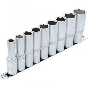 BGS Technic JEU DE 9 DOUILLES EXTRA LONGUES 6 PANS CARRE CLIQUET DE 1/2 BGS - 10 A 24 mm