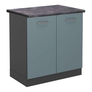 Vicco - Meuble bas sous-&eacute;vier R-Line, Bleu-gris, 80 cm, pt Anthracite
