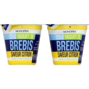 Monoprix gourmet Yaourt de brebis saveur citron - Les 2 yaourts de 125g