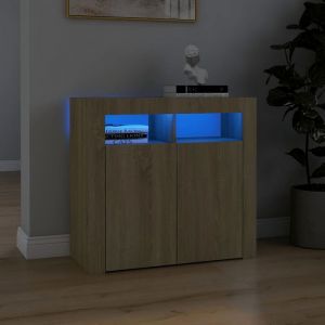 VidaXL Buffet avec lumières LED Chêne sonoma 80x35x75 cm