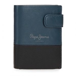 Pepe Jeans Double Portefeuille Vertical avec Fermeture à clic Bleu 8,5 x 10,5 x 1 cm Cuir, Bleu, Talla única, Portefeuille Vertical avec Fermeture à clic