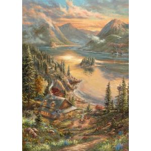 Schmidt Spiele 59710 Puzzle Thomas Kinkade Splendeur sur la Rive du lac, 500 pièces, Multicolore
