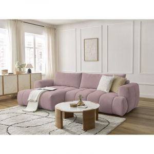 Bobochic Canapé d'angle convertible Canapé d'angle convertible fuji tissu lisse Angle gauche Rose
