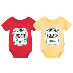 Culbutomind Body Bébé Jumeaux Yummz Tomato Ketchup Naissance Vêtement Fille Garçon Cadeaux Manches Courtes Jumeau Pyjama(RY S 6m)