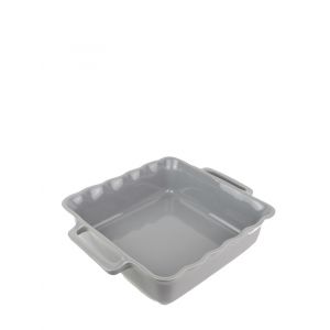 Peugeot Délices Plat céramique four carré festonné gris argent 31,5 cm