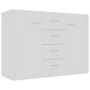 Buffet bahut commode armoire meuble de rangement organisateur cuisine salle de s&eacute;jour salon 88 x 30 x 65 cm bois d'ing&eacute;nierie blanc