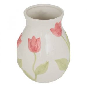 Atmosphera Vase Fleur de rose Motif Tulipe 15,7x15,7x21cm cr&eacute;ateur d'int&eacute;rieur