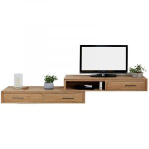 Hellin Ensemble meuble TV suspendu en chêne clair 2 éléments - BOSTON