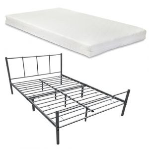 Image de Cadre de Lit Double avec Matelas Laos 140x200 cm Gris Foncé Mat [en casa] neu haus]