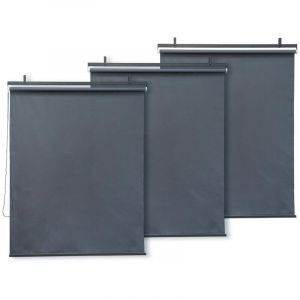 Habitat et Jardin Lot de 3 stores r&eacute;tractables en m&eacute;tal - 124.5 x 225 cm - Anthracite